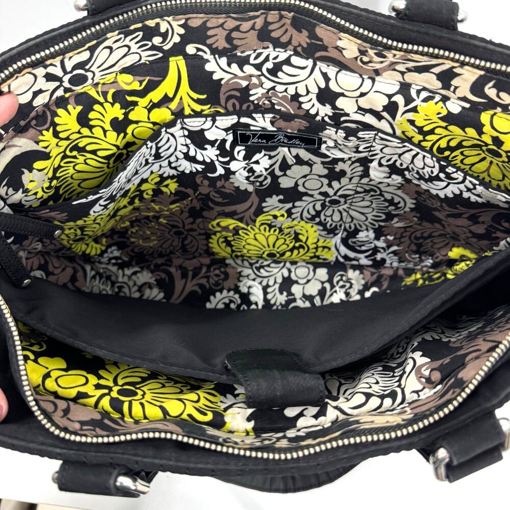 Vera Bradley Large Black Laptop Bag Briefcase Quilted Zip Travel Business Work - Picture 10 of 12